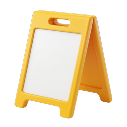 Yellow A-Frame Sandwich Board Sign Icon - 3D Render