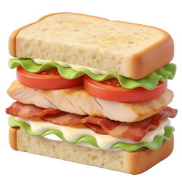 Delicious 3D Sandwich Food Icon with Fresh Ingredients