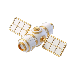 Premium 3D Satellite Icon with Solar Panels