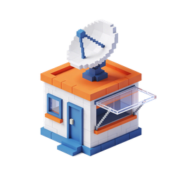 Isometric Satellite Building Icon for Technology Needs