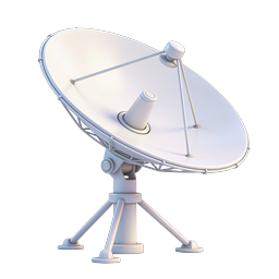 Icona 3D di antenna parabolica satellitare – telecomunicazioni
