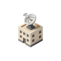 Isometric Satellite Dish Building Icon - 3D Tech