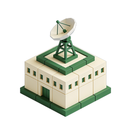 Satellite Dish Building Isometric 3D Icon