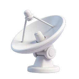 Icono de antena parabólica 3D – telecomunicaciones