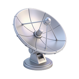 Satellite Dish Icon - 3D Metallic Communication Antenna