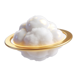 Saturn Cloud Icon - Premium 3D Golden Ring Cloud