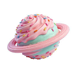 Sweet Saturn Dessert Planet 3D Icon with Sprinkles