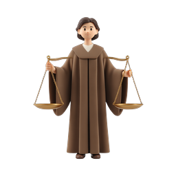 Icône de personnage de juge 3D avec balance de la justice