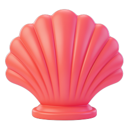 Scallop Seashell 3D Icon - Pink Coral Marine Design
