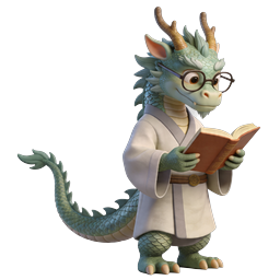 Scholar Dragon 3D Icon - Cute Mythical Character