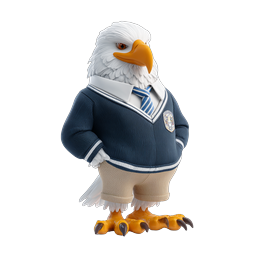 Scholar Eagle School Uniform 3D Icon | Academic Mascot