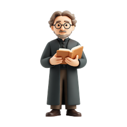 Scholar Reading Book 3D Character Icon