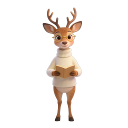 Scholarly Deer Reading in Library | Education Icon
