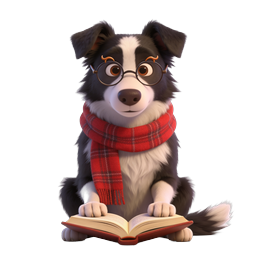Scholarly Dog Reading Book - Cute Pet Icon