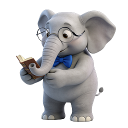 Scholarly Cartoon Elephant Reading Book 3D Icon