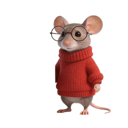 Icône de personnage de souris érudite avec lunettes et livre rouge