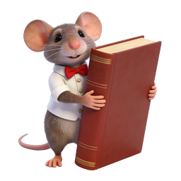 Scholarly Mouse with Red Book - 3D Cartoon Icon
