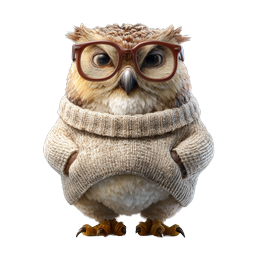 Scholarly Owl with Glasses and Knit Sweater Icon