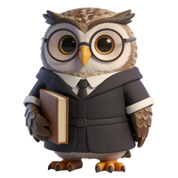 Scholarly Owl Professor 3D Icon with Glasses and Book