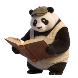 Scholarly Panda Reading Book - 3D Library Icon