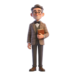 Distinguished Professor Character with Book - 3D Icon