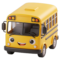 Cartoon School Bus 3D Icon - Cute Educational Transport