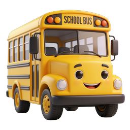 Cute Cartoon School Bus Icon | 3D Clay Style