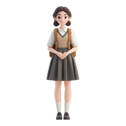 Süßes 3D-Schulmädchen-Charakter-Icon