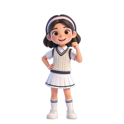 Cute 3D School Girl Character Illustration Icon
