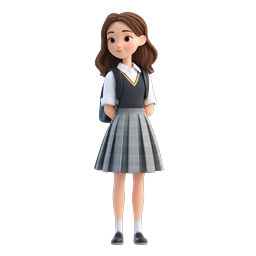 Illustrazione 3D di un personaggio di una studentessa carina