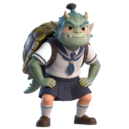 Cute School Monster Character 3D Render Icon