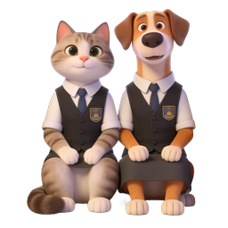 Bibliotecarios mascotas escolares - Icono de estudiantes gato y perro lindos
