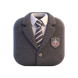 School Uniform Blazer 3D Icon with Academy Crest Badge