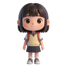 Cute 3D Schoolgirl Chibi Character Icon
