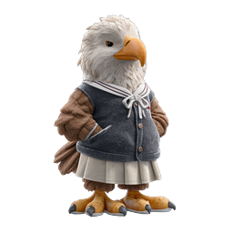 Adorable Schoolgirl Eagle Character - 3D Rendered Mascot