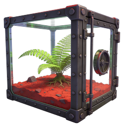 Icono de contenedor de vidrio terrario Sci-Fi con planta de helecho