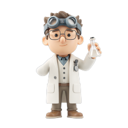 Friendly Scientist Character Icon with Lab Flask