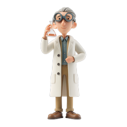 Friendly Scientist Character Icon with Lab Flask