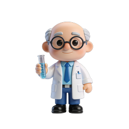 Cute Scientist Chemist 3D Clay Icon with Test Tube