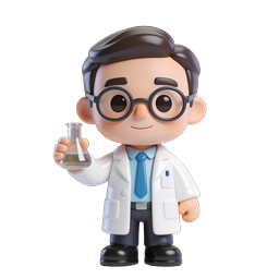 Cute Scientist Chemistry Icon - 3D Lab Character