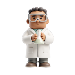 Scientist Clay Character Holding Flask Icon - 3D Science Illustration