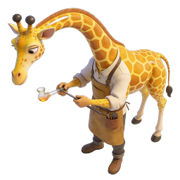Scientist Giraffe Character 3D Icon - Lab Experiment