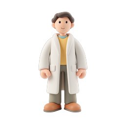 Scientist Lab Coat Character Icon - 3D Clay Style