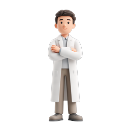 Friendly Scientist Character in Lab Coat - 3D Icon