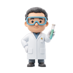 Friendly Scientist Holding Test Tube - 3D Lab Icon