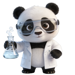 Icono de panda científico lindo - Personaje de laboratorio 3D