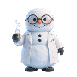 Scientist Snowman Icon with Test Tube and Glasses