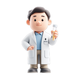 Friendly Scientist with Test Tube - 3D Cartoon Icon