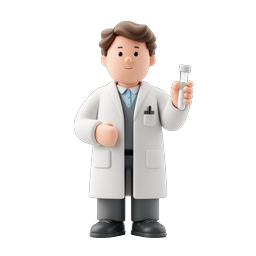 Friendly 3D Scientist Holding Test Tube Icon