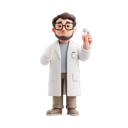 Friendly 3D Scientist with Test Tube - Science Icon